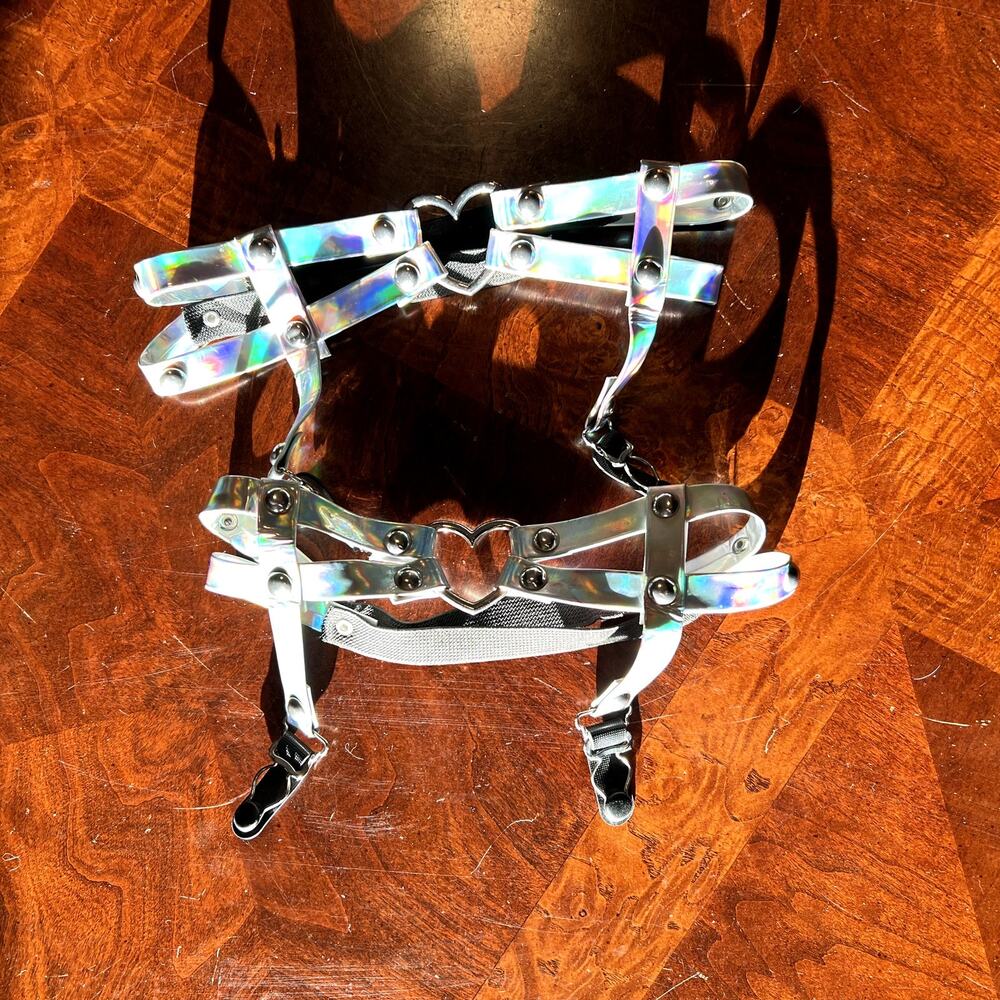 Iridescent Heart Garters